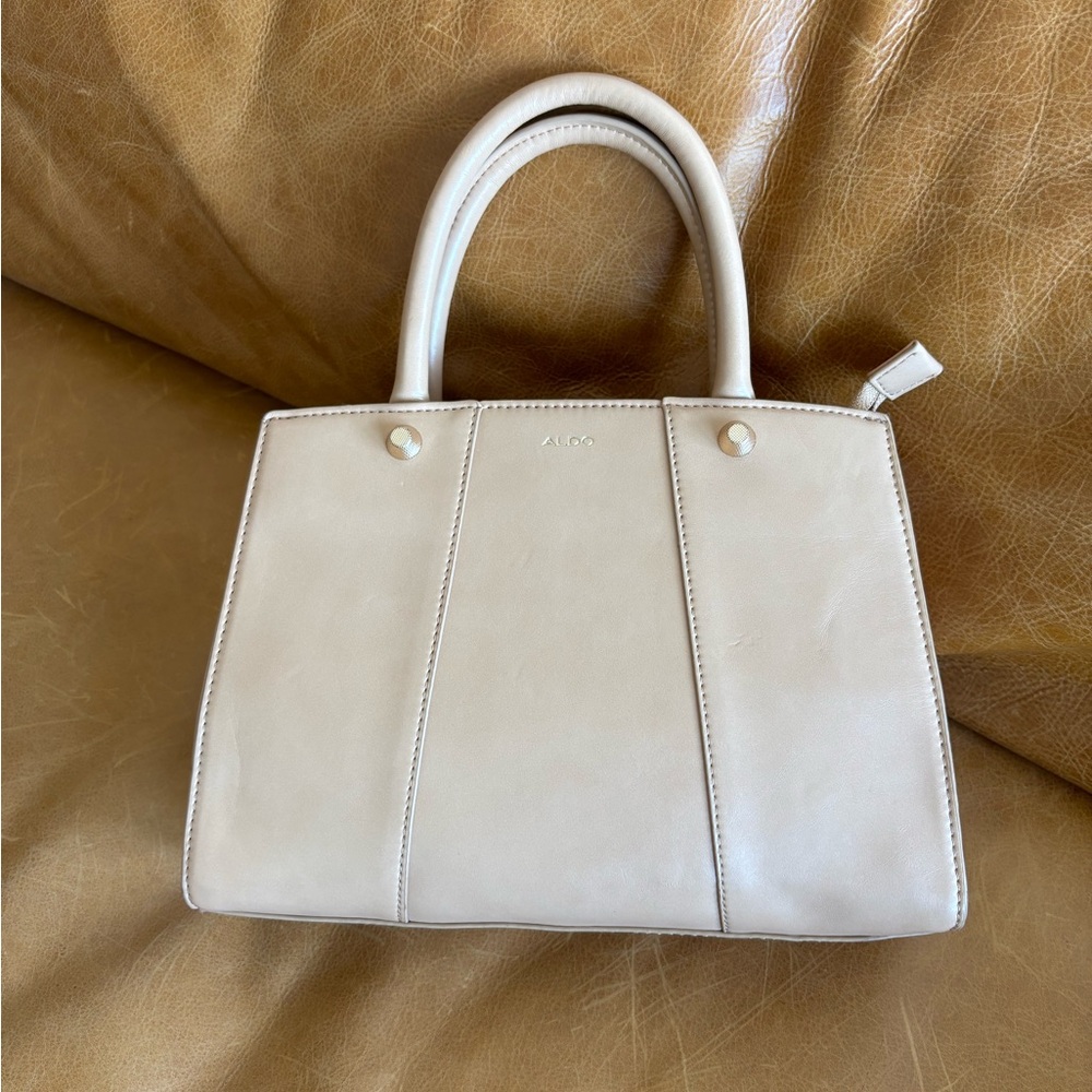 ALDO Camel Tan Leather Structured Satchel - Picture 9 of 16